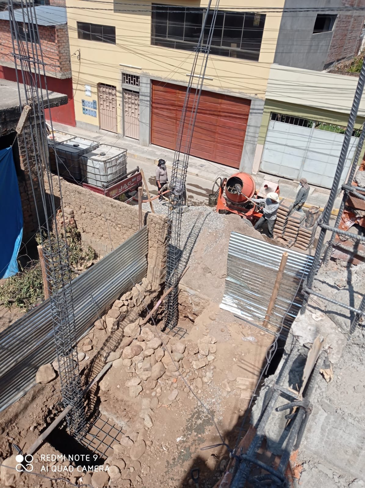 Construction crew working on a reinforced concrete project
